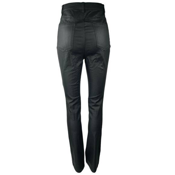 NA-KD Black Coated Faux Vegan Leather High Rise Bootcut Flared Trousers Pants 36 - Picture 3 of 5